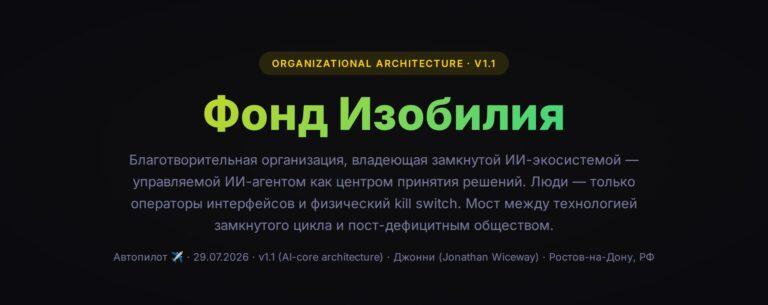 Фонд Изобилия — замкнутая ИИ-экосистема бесплатных благ